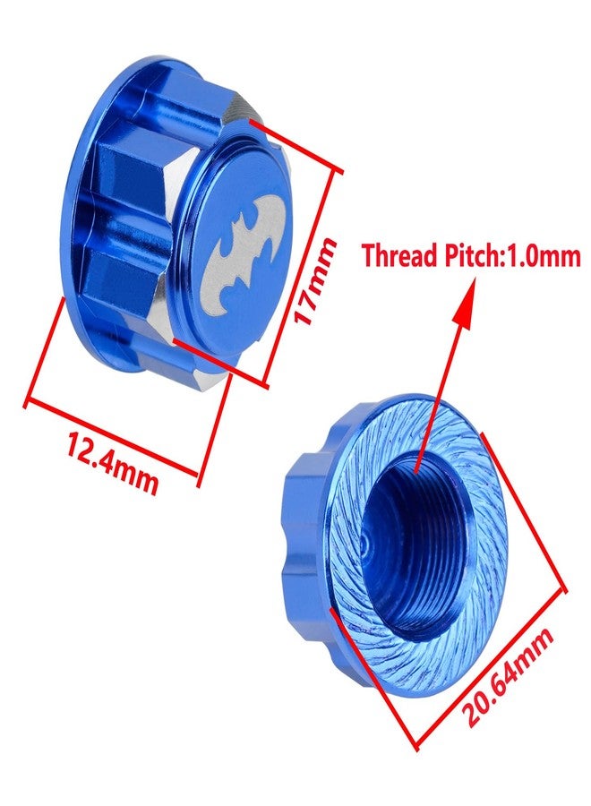 DJX 4PCS Aluminum 17mm bat Hex Wheel Nuts Dustproof Anti-Skid Mount Cap for 1/10 Scale Arrma Losi HSP Redcat 1/8 RC car Truck(Blue) - Image 4
